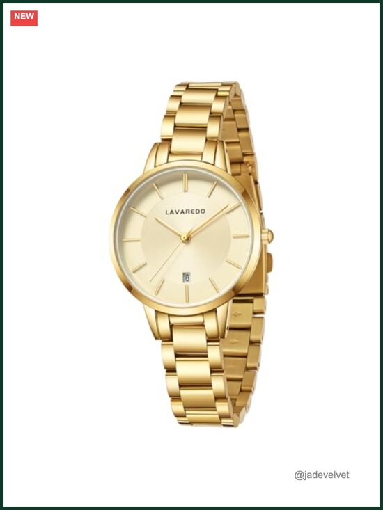 Women\'s 18K Gold Plated Watch and Bangle Bracelet Set with Adjustment Tools, main image 4